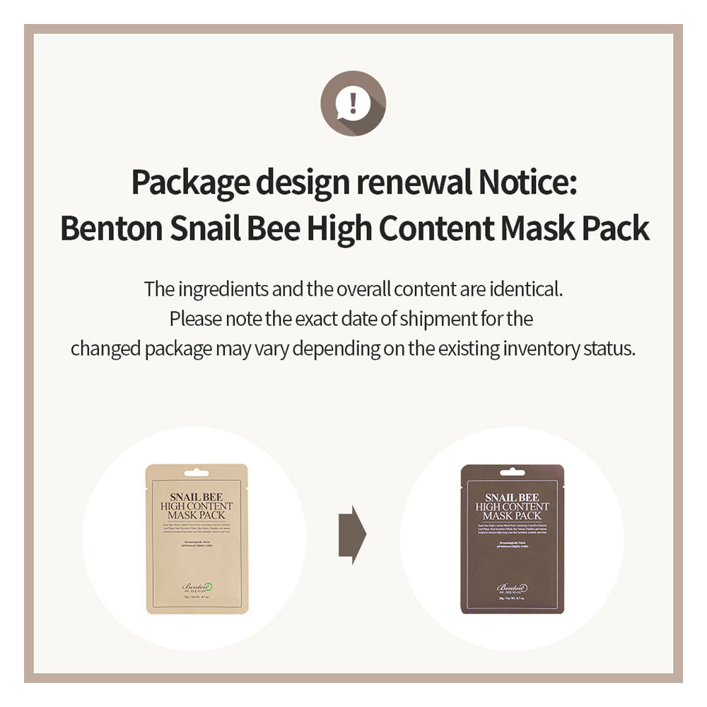 BENTON Snail Bee High Content Mask Pack - Peaches&Creme Shop Korean Skincare Malta