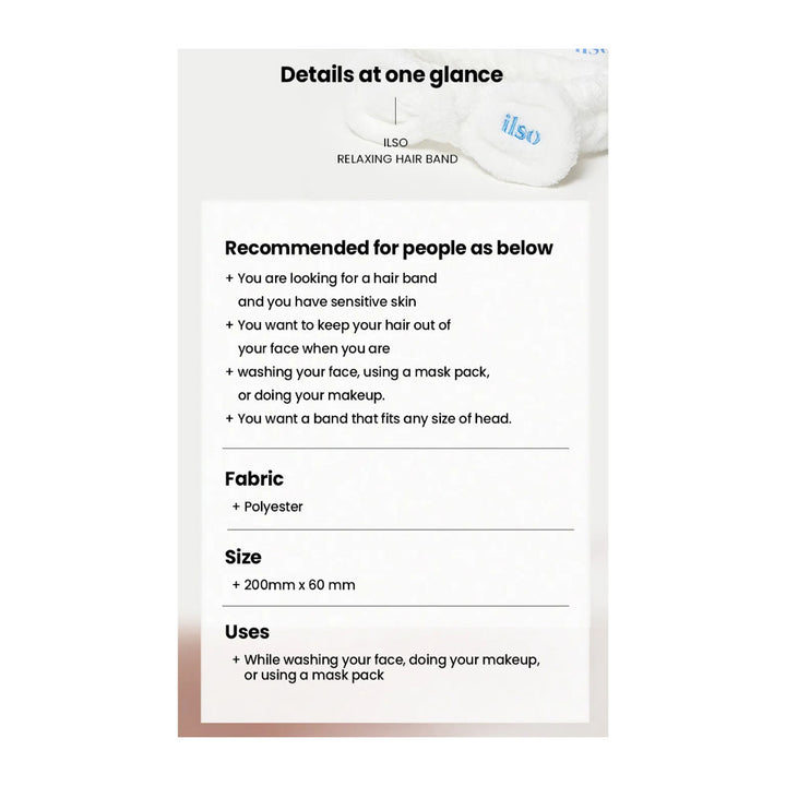 ILSO Relaxing Hair Band - Peaches&Creme Shop Korean Skincare Malta