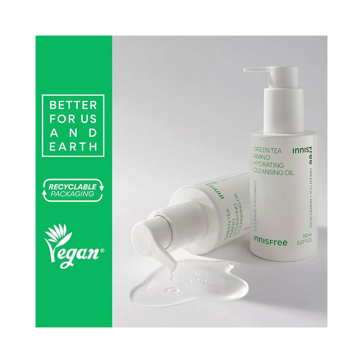 INNISFREE Green Tea Amino Hydrating Cleansing Oil - Peaches&Creme Shop Korean Skincare Malta