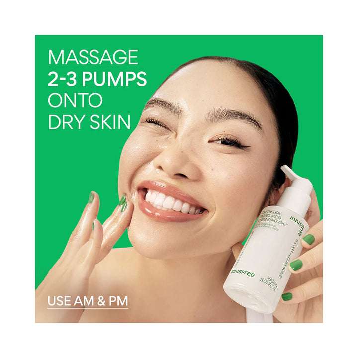 INNISFREE Green Tea Amino Hydrating Cleansing Oil - Peaches&Creme Shop Korean Skincare Malta