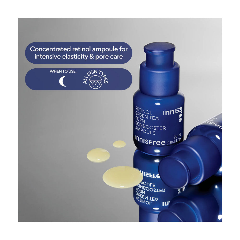 INNISFREE Retinol Green Tea PDRN Skin Booster Ampoule - Peaches&Creme Shop Korean Skincare Malta