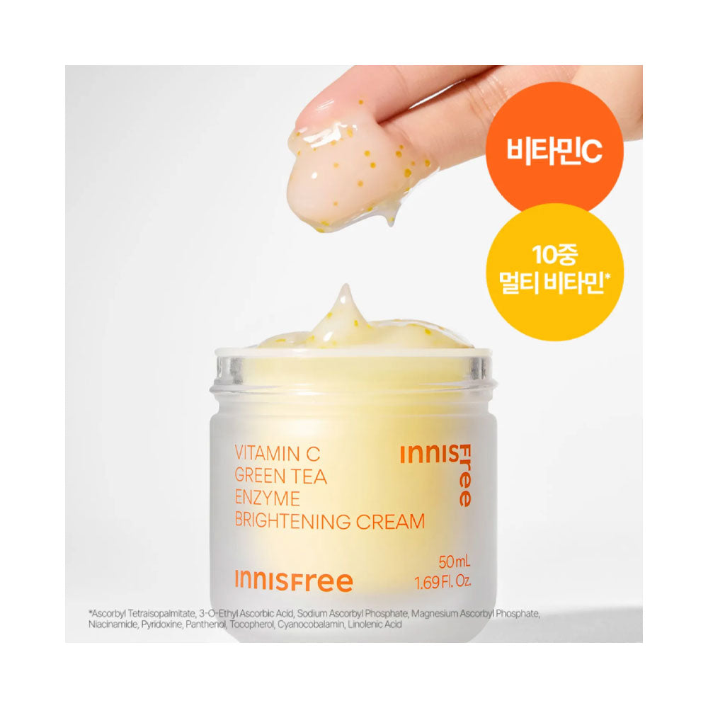 INNISFREE Vitamin C Green Tea Enzyme Brightening Cream - Peaches&Creme Shop Korean Skincare Malta