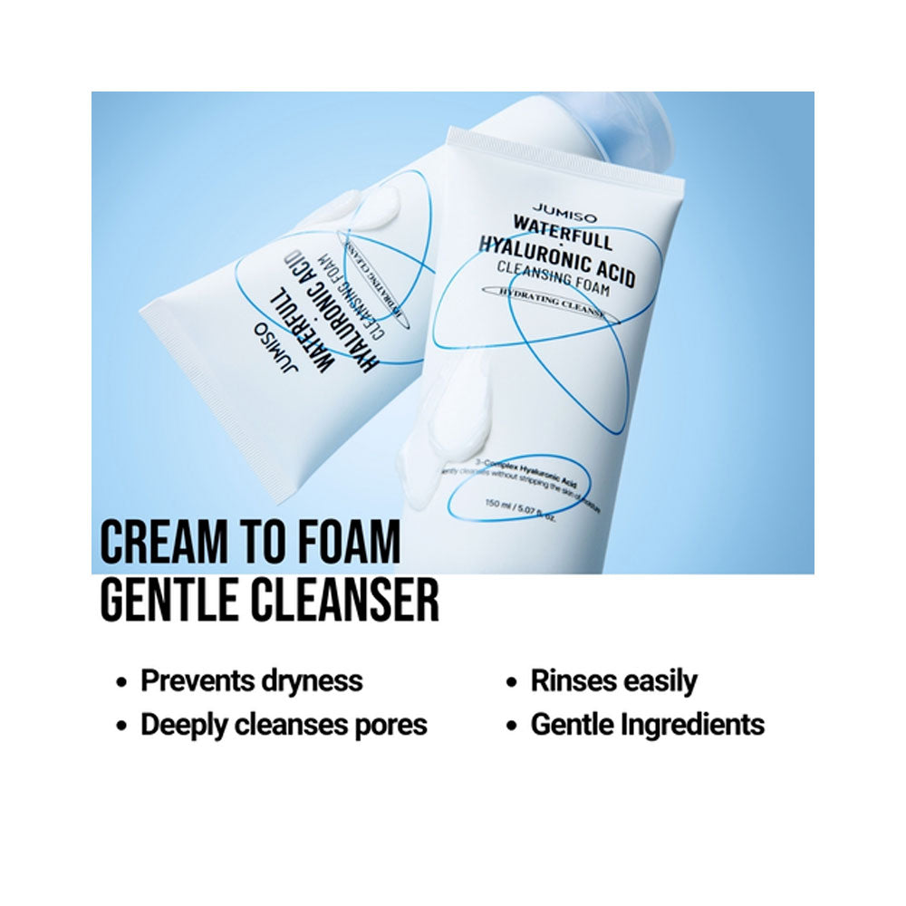 JUMISO Waterfull Hyaluronic Acid Cleansing Foam - Peaches&Creme Shop Korean Skincare Malta