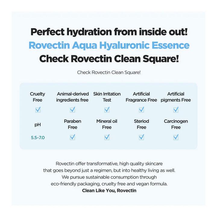 ROVECTIN Aqua Hyaluronic Essence - Peaches&Creme Shop Korean Skincare Malta