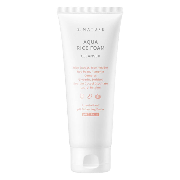 S.NATURE Aqua Rice Mild Acidic Foam Cleanser - Peaches&Creme Shop Korean Skincare Malta