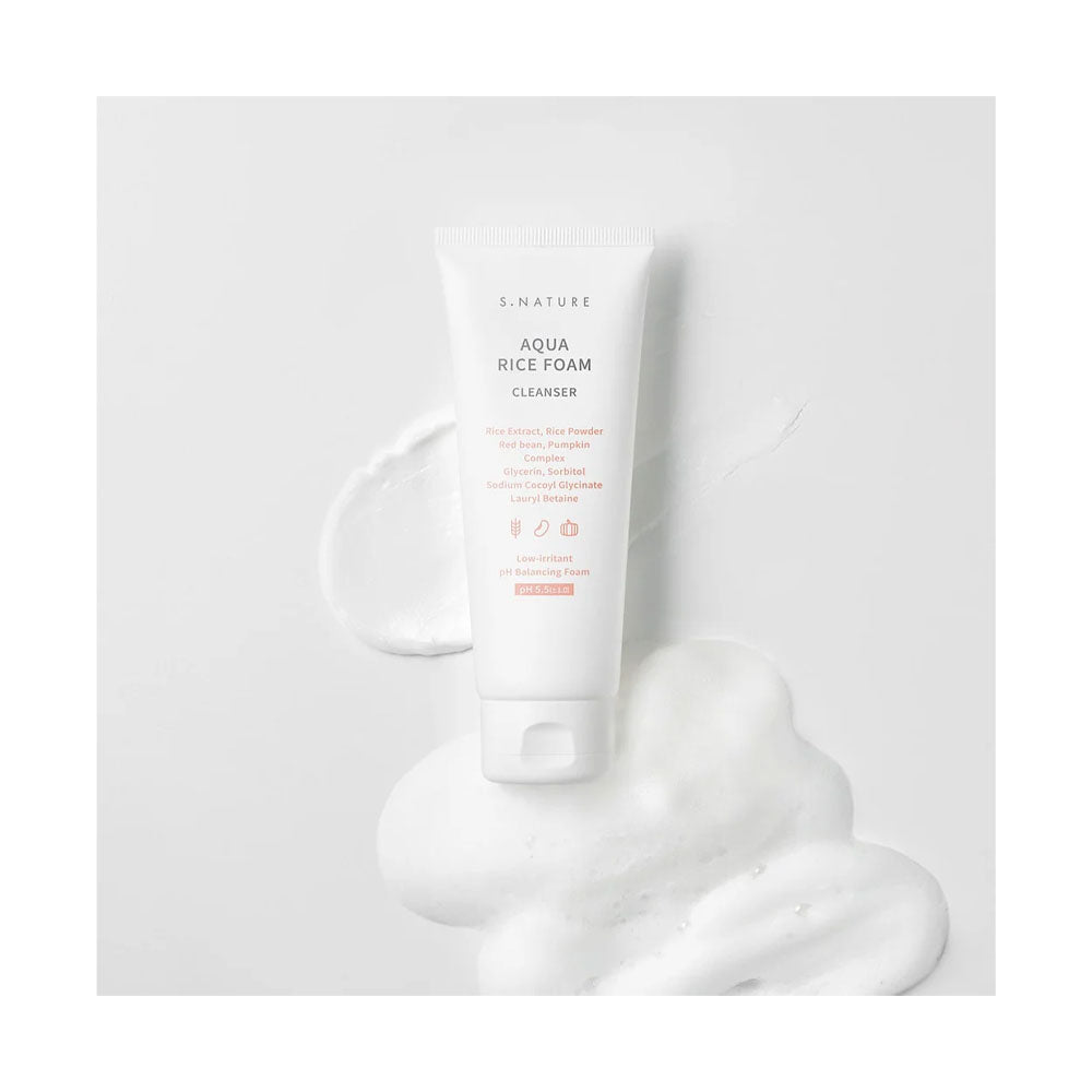 S.NATURE Aqua Rice Mild Acidic Foam Cleanser - Peaches&Creme Shop Korean Skincare Malta