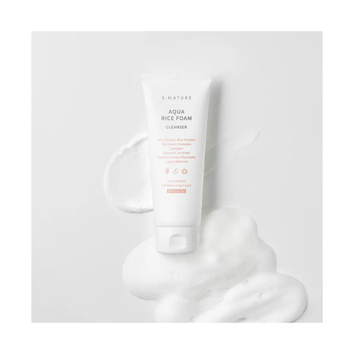 S.NATURE Aqua Rice Mild Acidic Foam Cleanser - Peaches&Creme Shop Korean Skincare Malta
