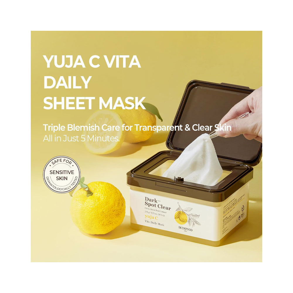 SKINFOOD Yuja C Vita Daily Mask - Peaches&Creme Shop Korean Skincare Malta