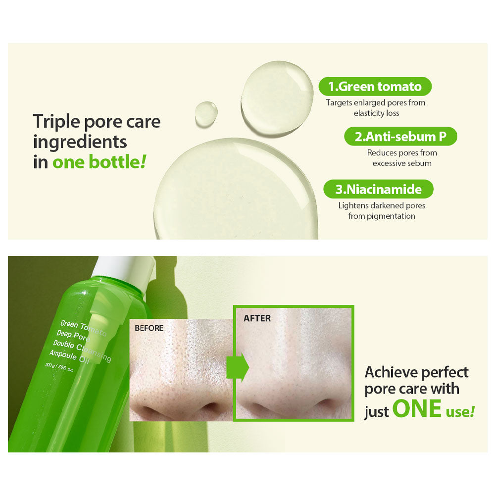 SUNGBOON EDITOR Green Tomato Double Cleansing Ampoule Oil - Peaches&Creme Shop Korean Skincare Malta