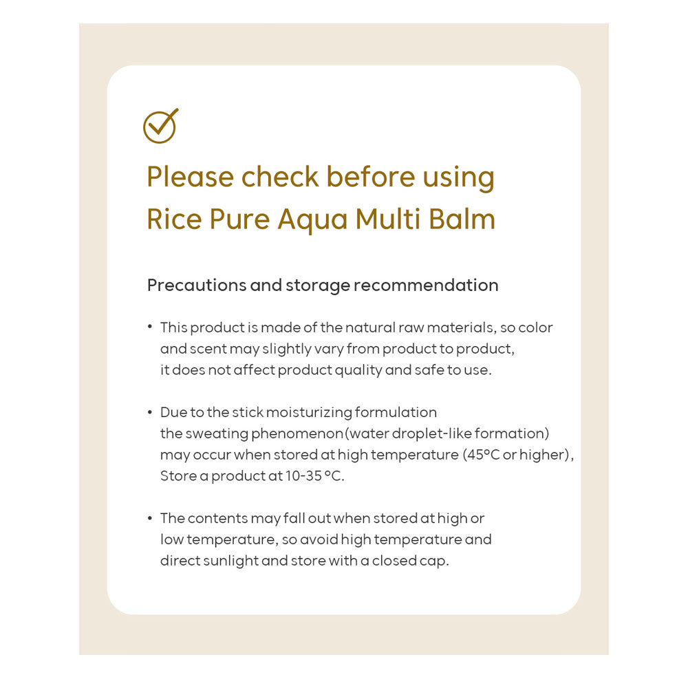 Thank You Farmer Rice Pure Aqua Multi Balm - Peaches&Creme Shop Korean Skincare Malta