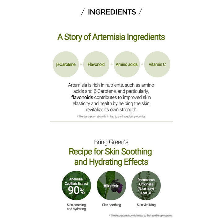 BRING GREEN Artemisia 90% Fresh Mask - Peaches&Creme Shop Korean Skincare Malta