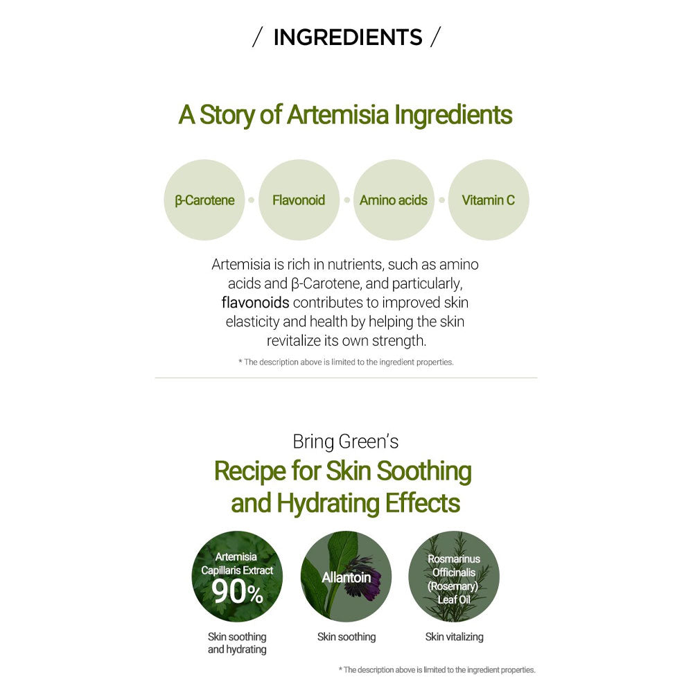 BRING GREEN Artemisia 90% Fresh Mask - Peaches&Creme Shop Korean Skincare Malta