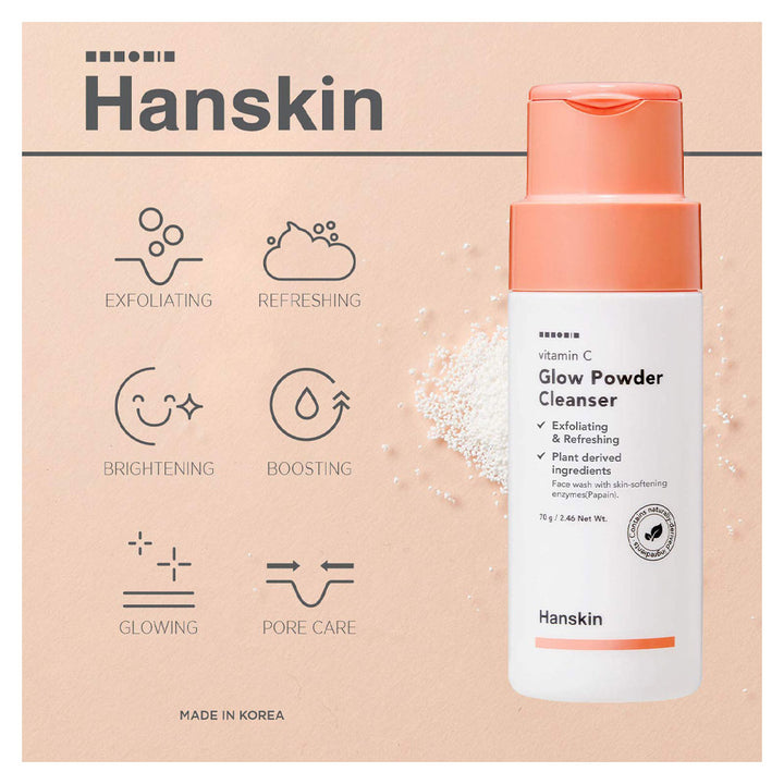 Hanskin Vitamin C Glow Powder Cleanser - Peaches&Creme Shop Korean Skincare Malta