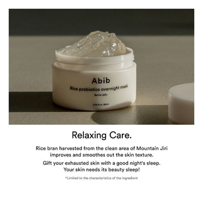 ABIB Rice Probiotics Overnight Mask Barrier Jelly - Peaches&Creme Shop Korean Skincare Malta