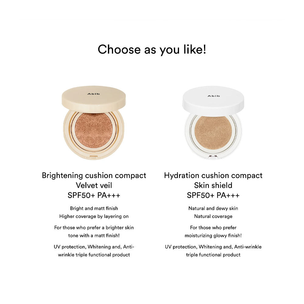 ABIB Brightening Cushion Compact Velvet Veil SPF50+ PA+++ - Peaches&Creme Shop Korean Skincare Malta