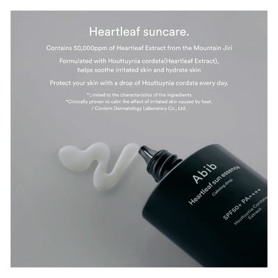 ABIB Heartleaf Sun Essence Calming Drop SPF50+ PA++++ - Peaches&Creme Shop Korean Skincare Malta