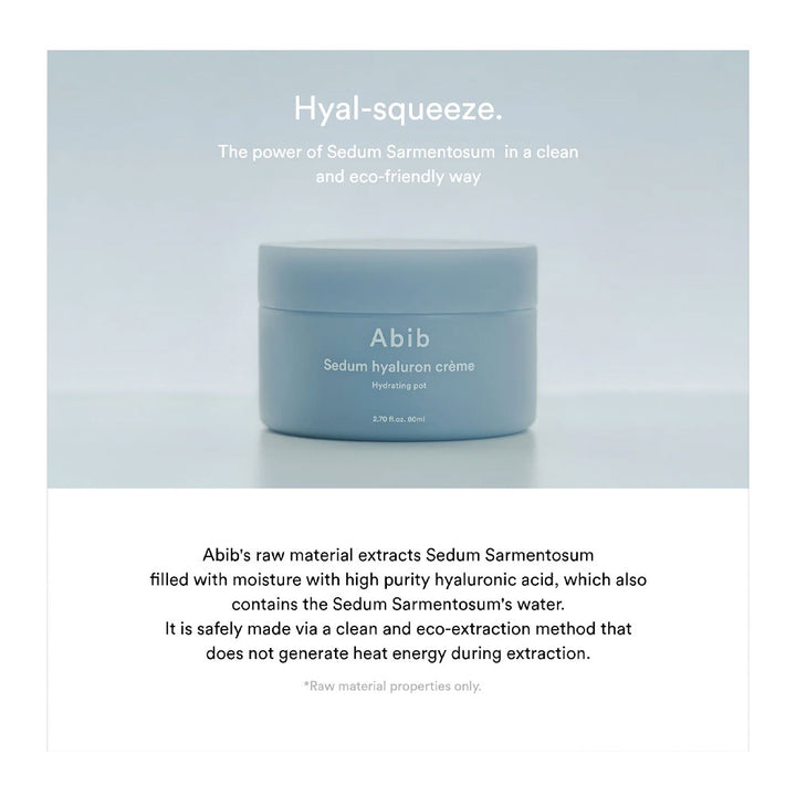 ABIB Sedum Hyaluron Crème Hydrating Pot - Peaches&Creme Shop Korean Skincare Malta