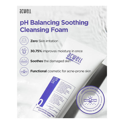 ACWELL pH Balancing Soothing Cleansing Foam - Peaches&Creme Shop Korean Skincare Malta