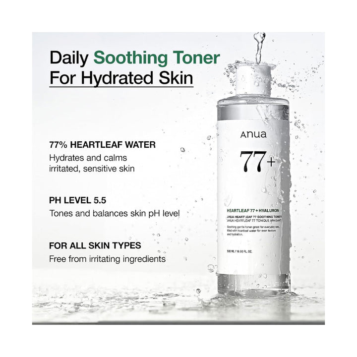 ANUA Heartleaf 77% Soothing Toner - Peaches&Creme Shop Korean Skincare Malta