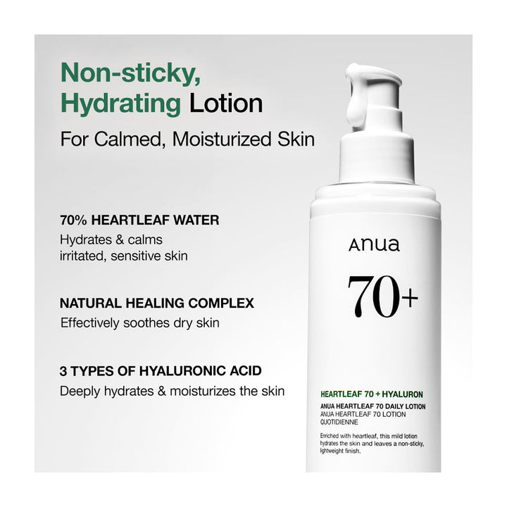 ANUA Heartleaf 70% Daily Lotion - Peaches&Creme Shop Korean Skincare Malta
