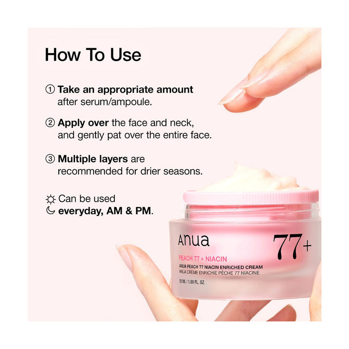 ANUA Peach 77% Niacin Enriched Cream - Peaches&Creme Shop Korean Skincare Malta