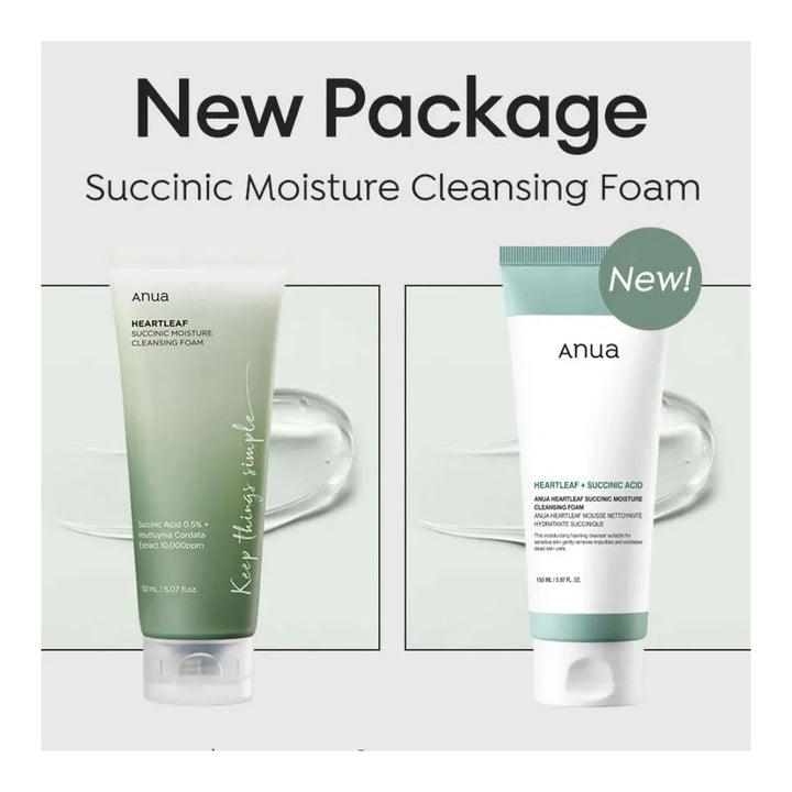 ANUA Heartleaf Succinic Moisture Cleansing Foam - Peaches&Creme Shop Korean Skincare Malta