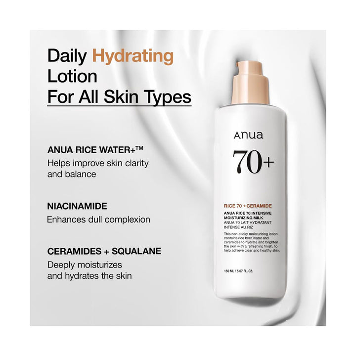 ANUA Rice 70 Intensive Moisturizing Milk -Peaches&Creme Shop Korean Skincare Malta