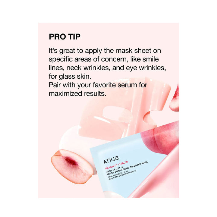 ANUA Peach 70 Niacin Brightening Collagen Mask - Peaches&Creme Shop Korean Skincare Malta