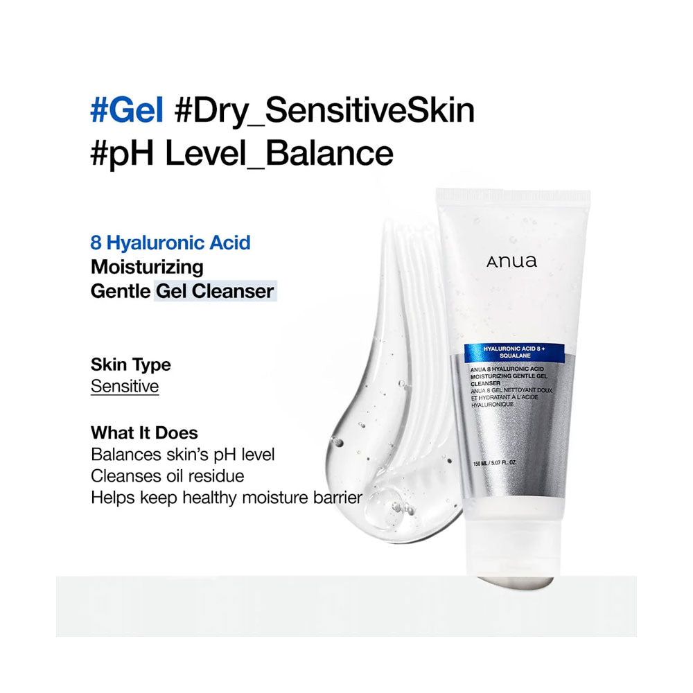 ANUA 8 Hyaluronic Acid Hydrating Gentle Foaming Cleanser - Peaches&Creme Shop Korean Skincare Malta