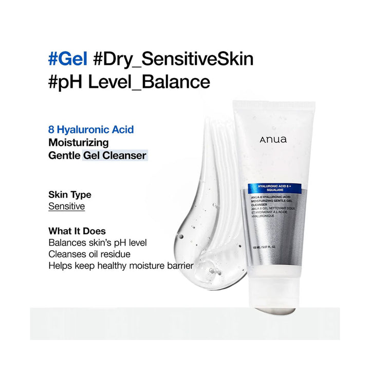 ANUA 8 Hyaluronic Acid Hydrating Gentle Foaming Cleanser - Peaches&Creme Shop Korean Skincare Malta