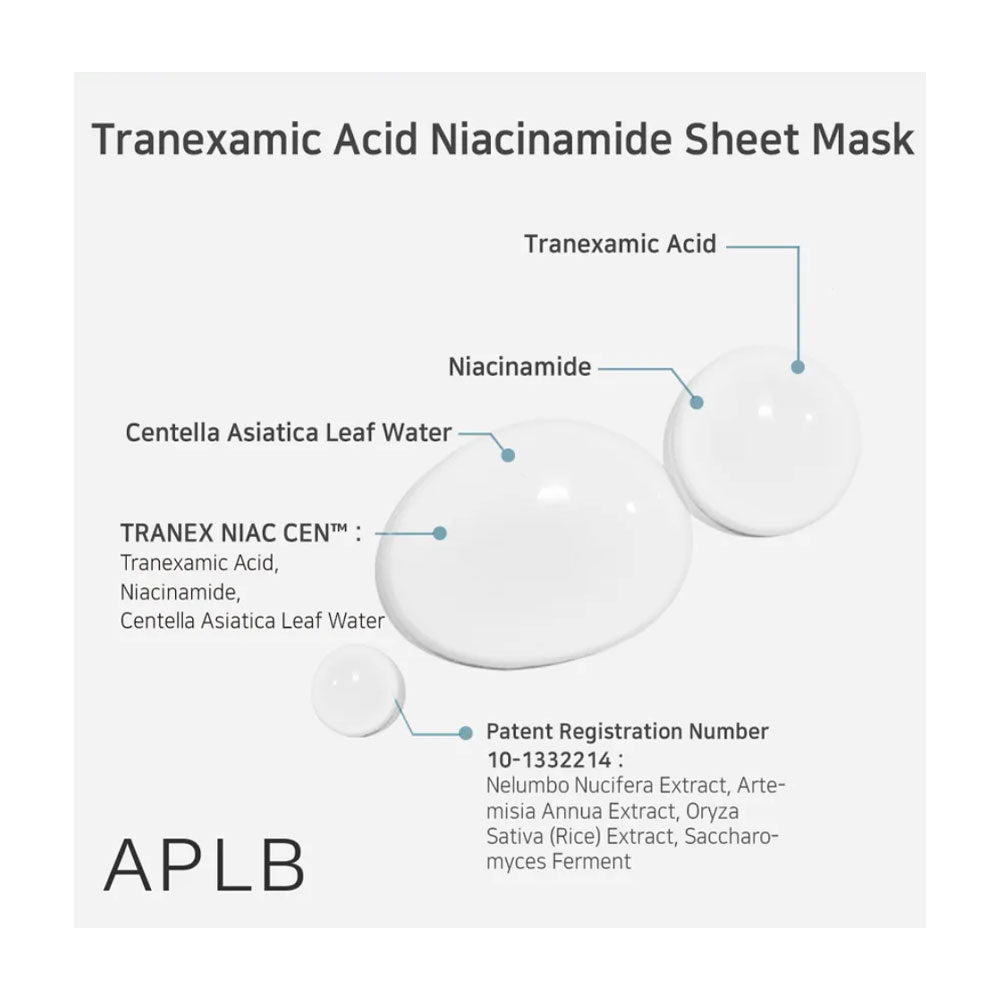 APLB Tranexamic Acid Niacinamide Sheet Mask - Peaches&Creme Shop Korean Skincare Malta
