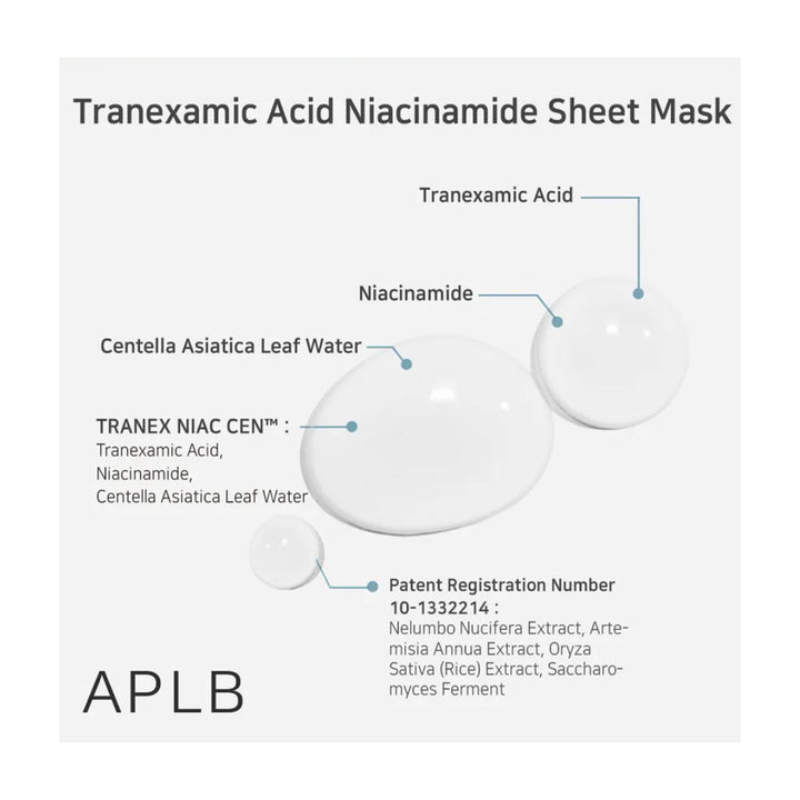 APLB Tranexamic Acid Niacinamide Sheet Mask - Peaches&Creme Shop Korean Skincare Malta