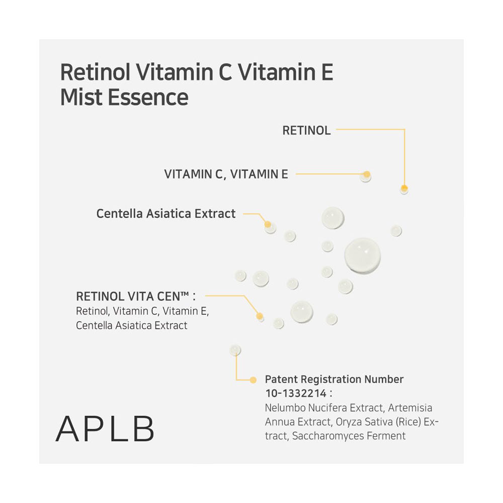 APLB Retinol Vitamin C Vitamin E Mist Essence - Peaches&Creme Shop Korean Skincare Malta