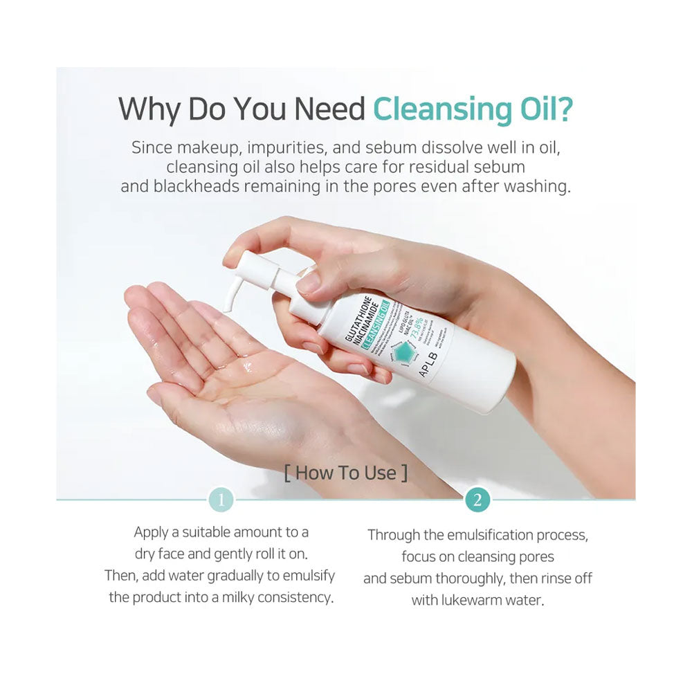 APLB Glutathione Niacinamide Cleansing Oil - Peaches&Creme K-Beauty Peaches&Crme K-Beauty and Skincare APLB Glutathione Niacinamide Cleansing Oil - Peaches&Creme K-Beauty Peaches&Crme K-Beauty and Skincare