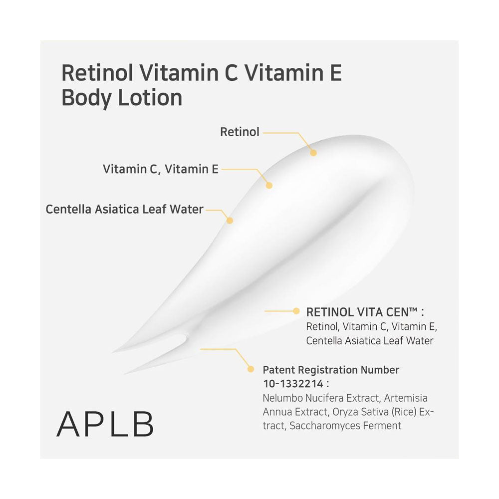 APLB Retinol Vitamin C Vitamin E Body Lotion - Peaches&Creme Shop Korean Skincare Malta