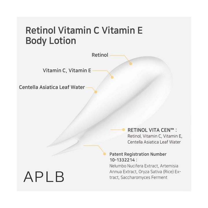 APLB Retinol Vitamin C Vitamin E Body Lotion - Peaches&Creme Shop Korean Skincare Malta