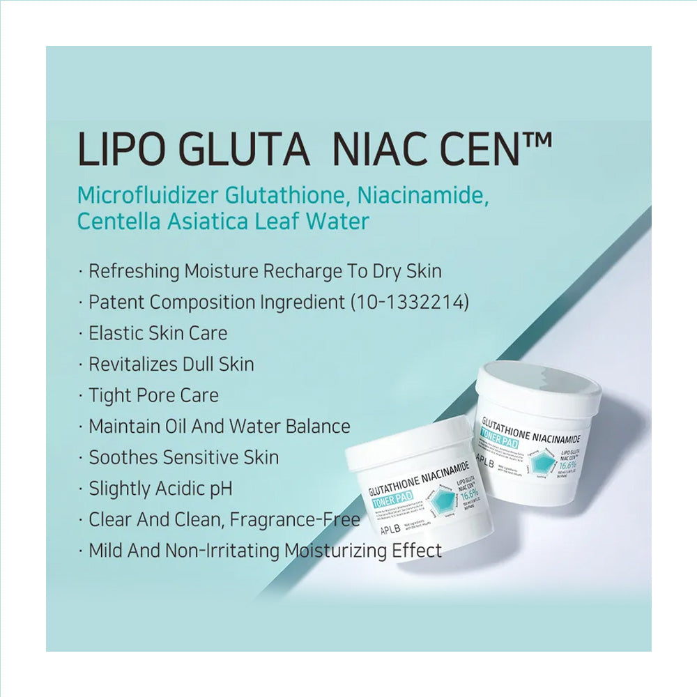 APLB Glutathione Niacinamide Toner Pad - Peaches&Creme Shop Korean Skincare Malta