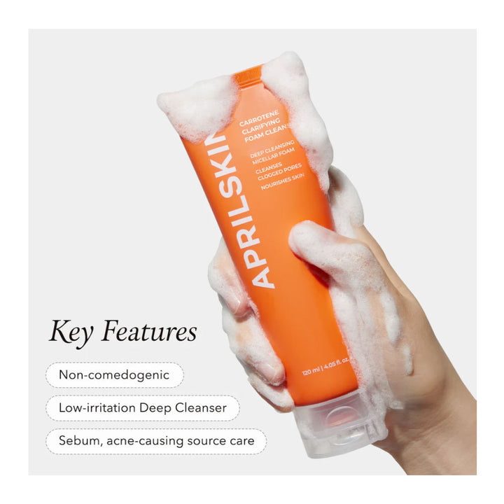 APRILSKIN Carrotene Clarifying Foam Cleanser - Peaches&Creme Shop Korean Skincare Malta
