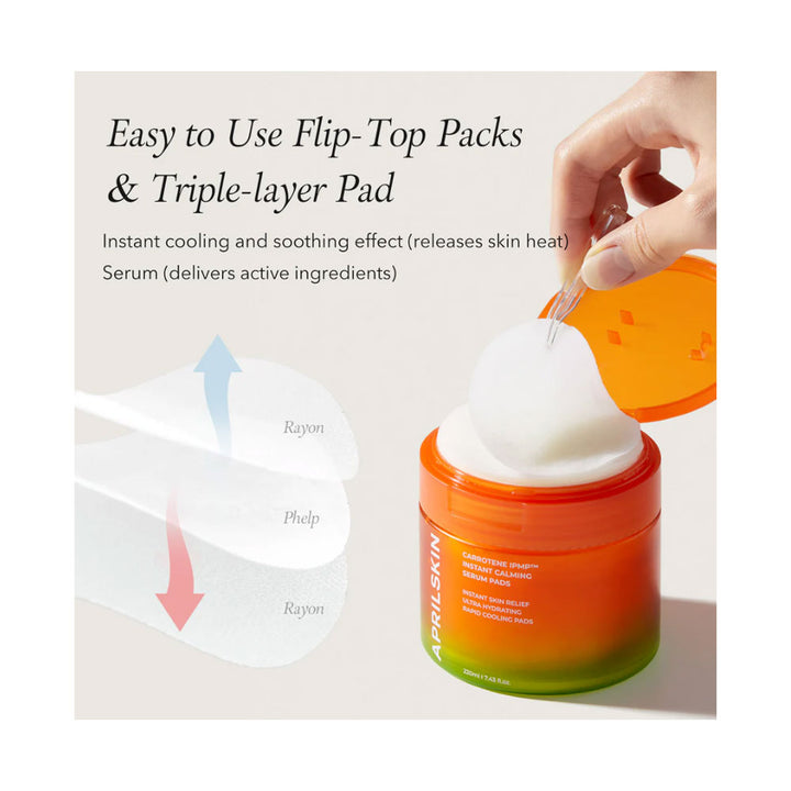 APRILSKIN Carrotene IPMP™ Instant Calming Serum Pads - Peaches&Creme Shop Korean Skincare Malta