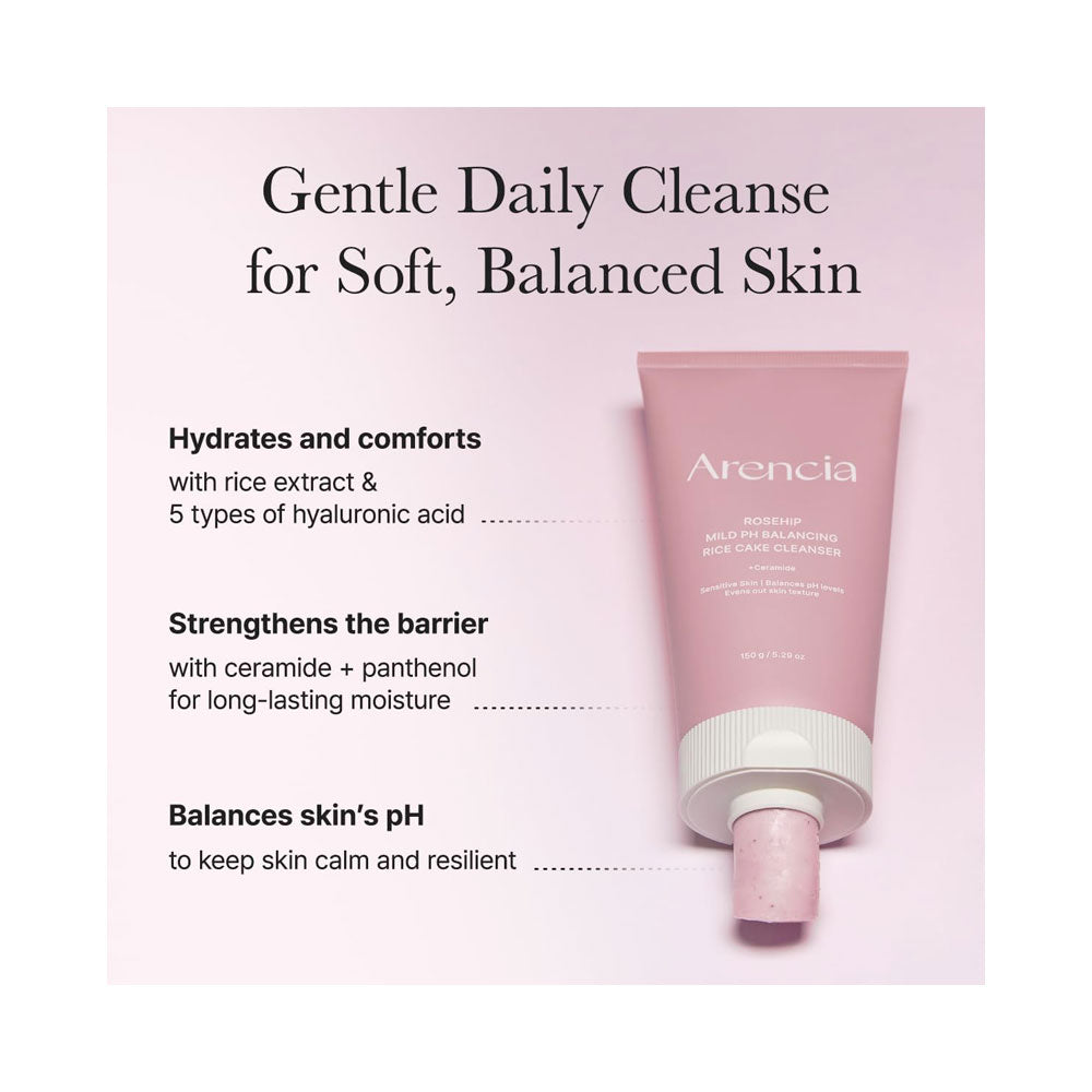 ARENCIA Rosehip Mild PH Balancing Rice Cake Cleanser - Peaches&Creme Shop Korean Skincare Malta