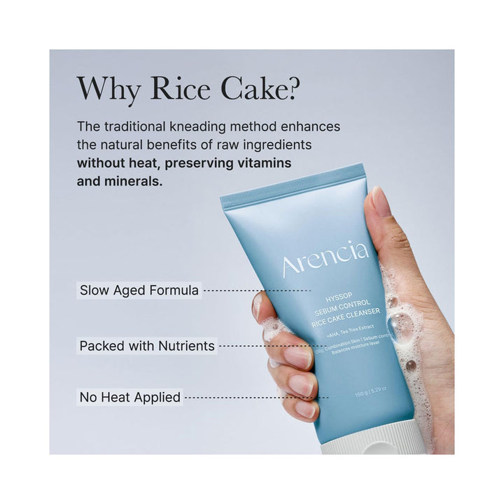 ARENCIA Hyssop Sebum Control Rice Cake Cleanser - Peaches&Creme Shop Korean Skincare Malta