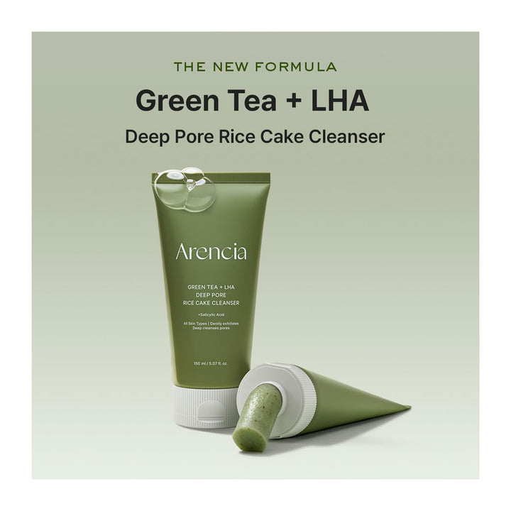 ARENCIA Green Tea + LHA Deep Pore Rice Cake Cleanser - Peaches&Creme Shop Korean Skincare Malta