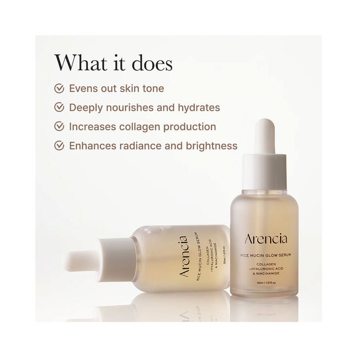 ARENCIA Rice Mucin Glow Serum 12 - Peaches&Creme Shop Korean Skincare Malta
