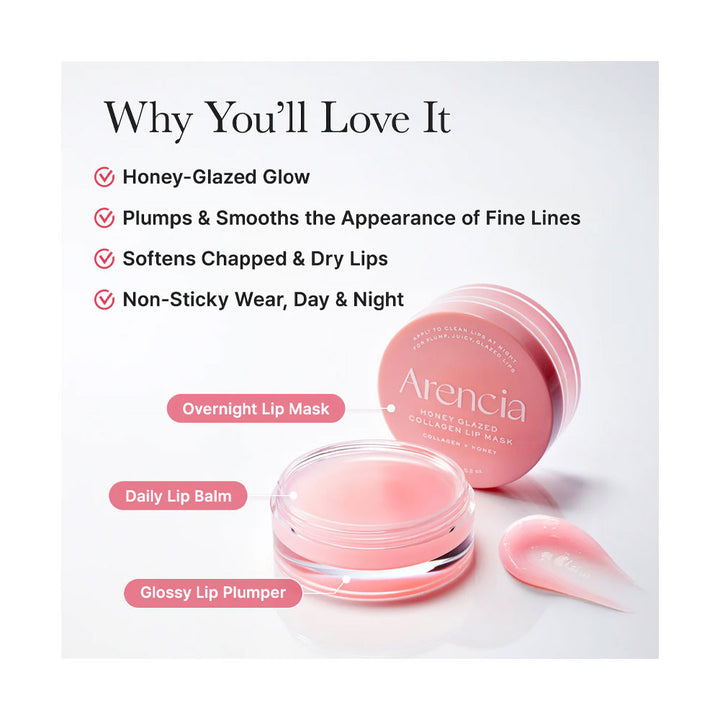 ARENCIA Honey Glazed Collagen Lip Mask - Peaches&Creme Shop Korean Skincare Malta