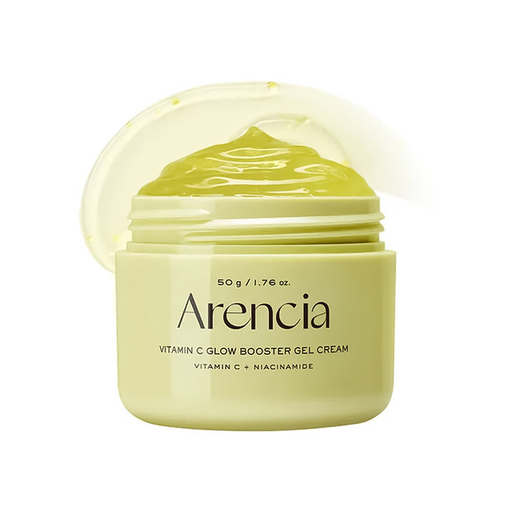 Arencia Vitamin C Glow Booster Gel Cream jar on a white background