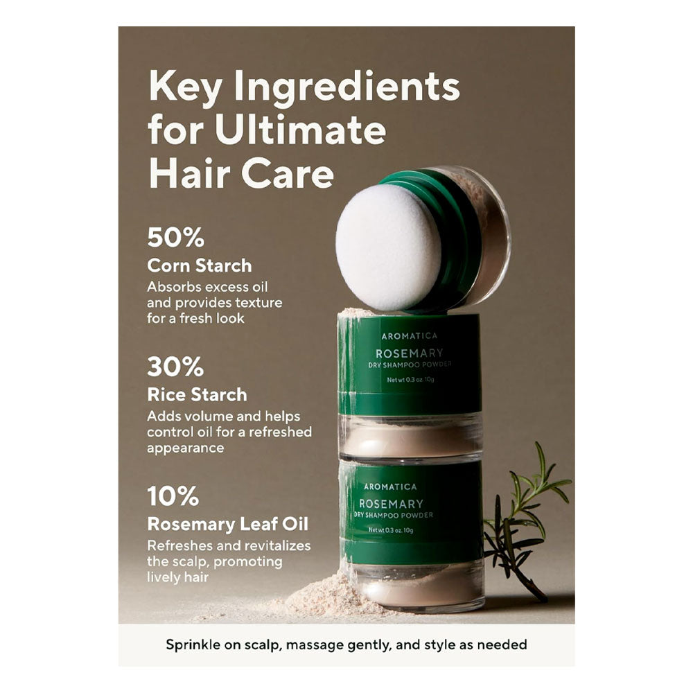 AROMATICA Rosemary Dry Shampoo Powder - Peaches&Creme Shop Korean Skincare Malta