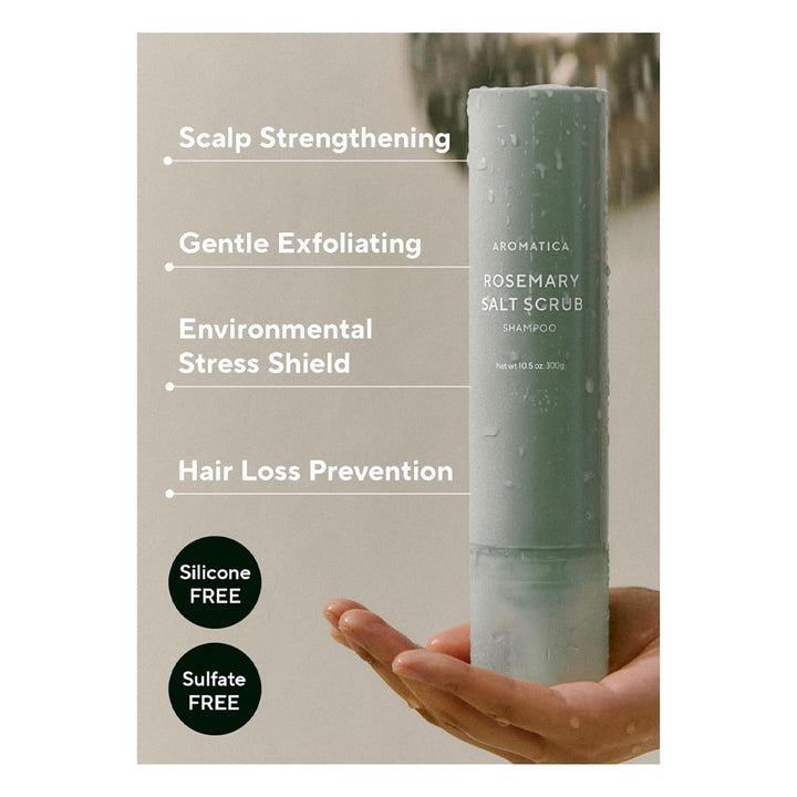 AROMATICA Rosemary Salt Scrub Shampoo - Peaches&Creme Shop Korean Skincare Malta