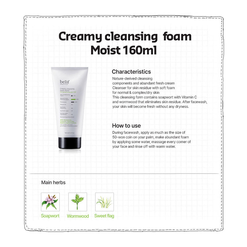BELIF Creamy Cleansing Foam Moist - Peaches&Creme Shop Korean Skincare Malta