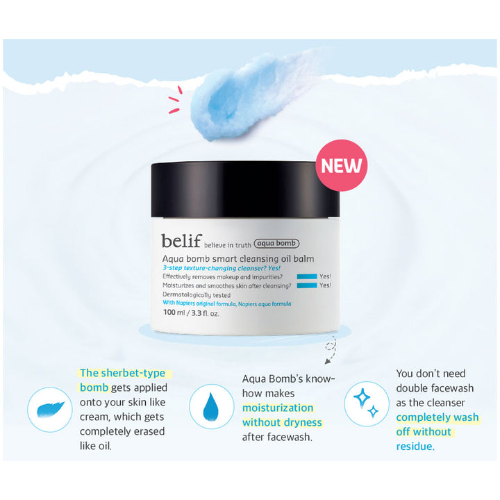 BELIF Aqua Bomb Smart Cleansing Oil Balm - Peaches&Creme Shop Korean Skincare Malta
