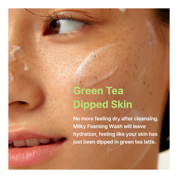 By Wishtrend Green Tea & Enzyme Milky Foaming Wash - Peaches&Creme Shop Korean Skincare Malta